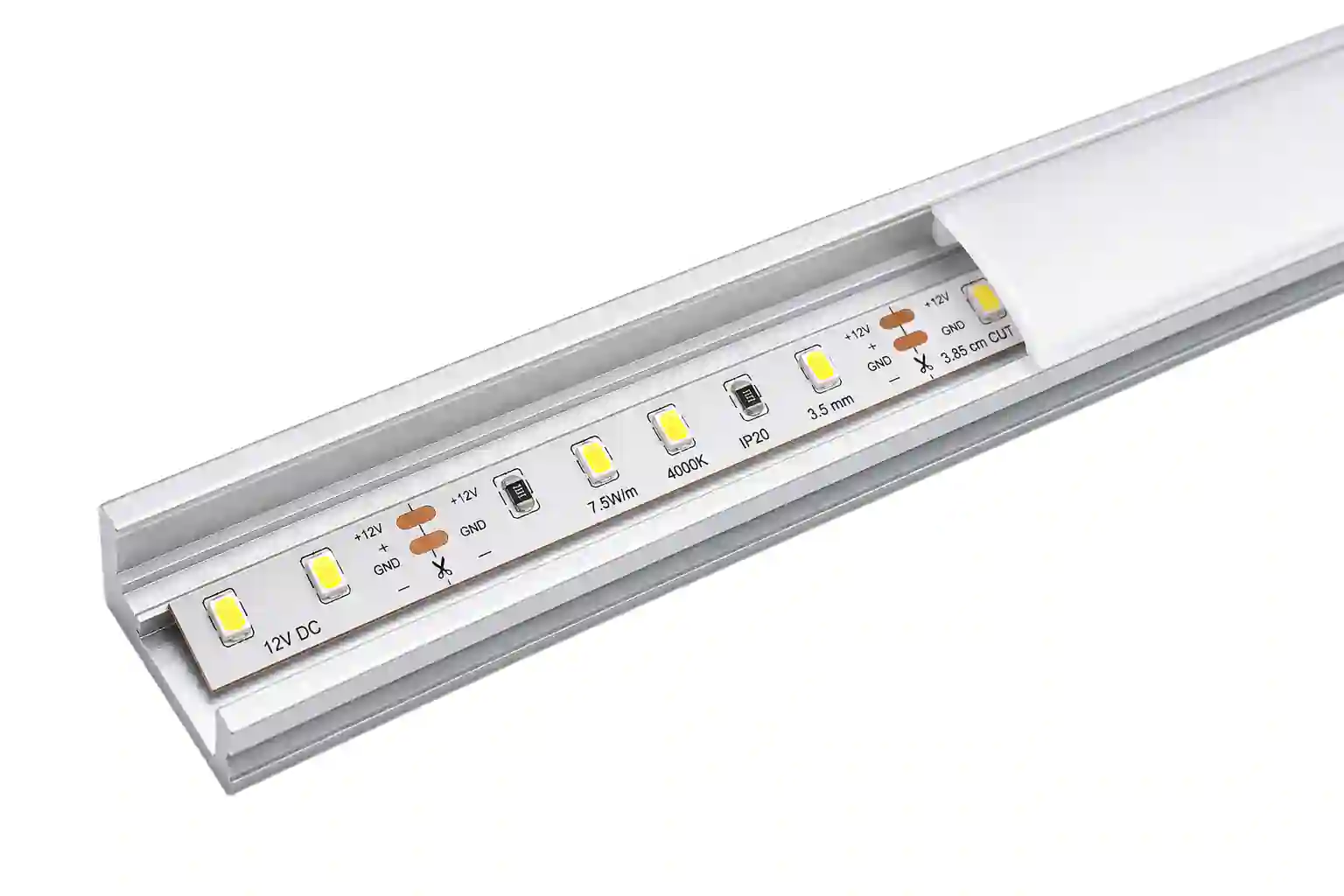 LED pásek 12V 7,5W/m v hliníkovém profilu pro chlazení
